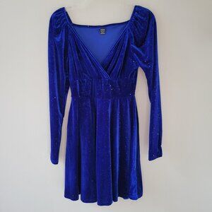 Royal Blue Velvet Mini Dress